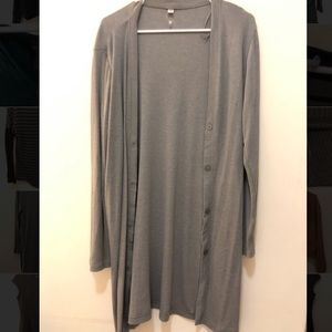 Uniqlo long lined ribbed grey cardigan